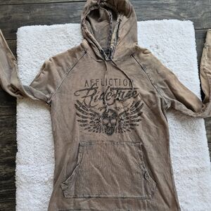#550 Affliction Tan Hoodie with Black Graphic